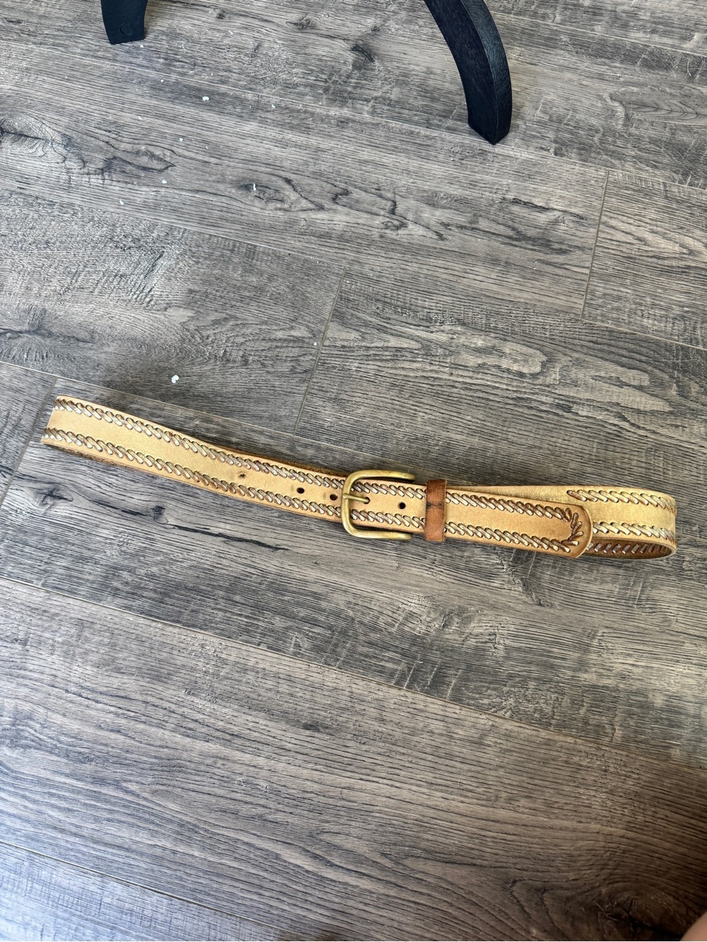 Nine West Tan Braided Leather Belt with Brass Buckle - Picture 3 of 7
